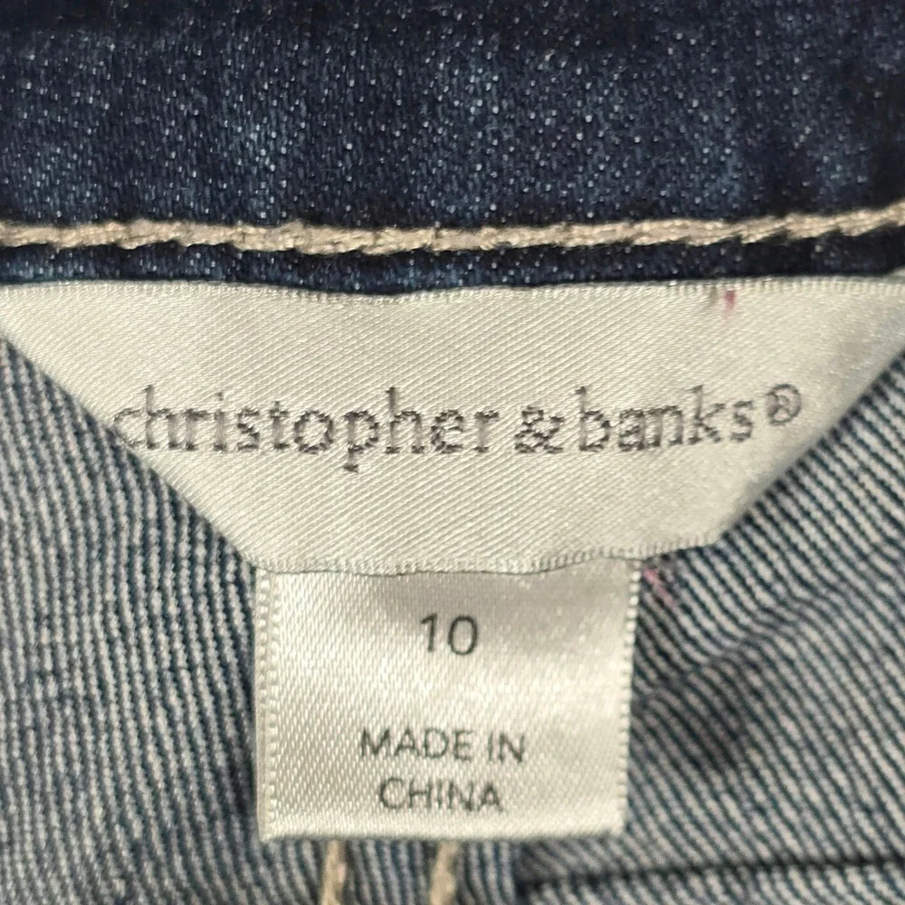 Christopher & Banks‎ Womens Size 10 Dark Wash Embroidered Bermuda Denim Shorts